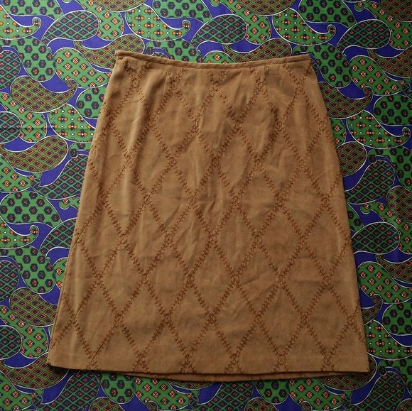 Y2K A- Line Faux Suede Skirt - 10 - Picture 3 of 4